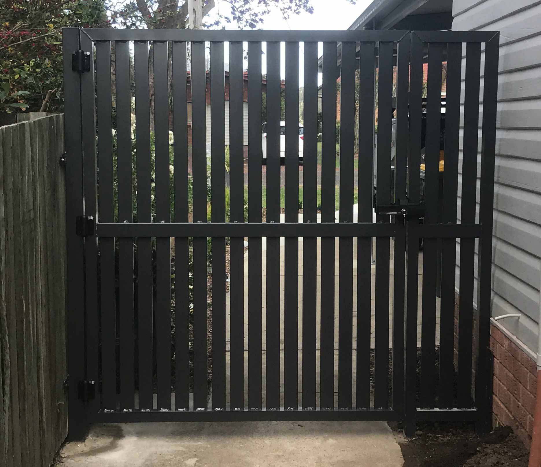 Black Single Privacy Gate — Power Coating and Sandblasting Grafton, NSW