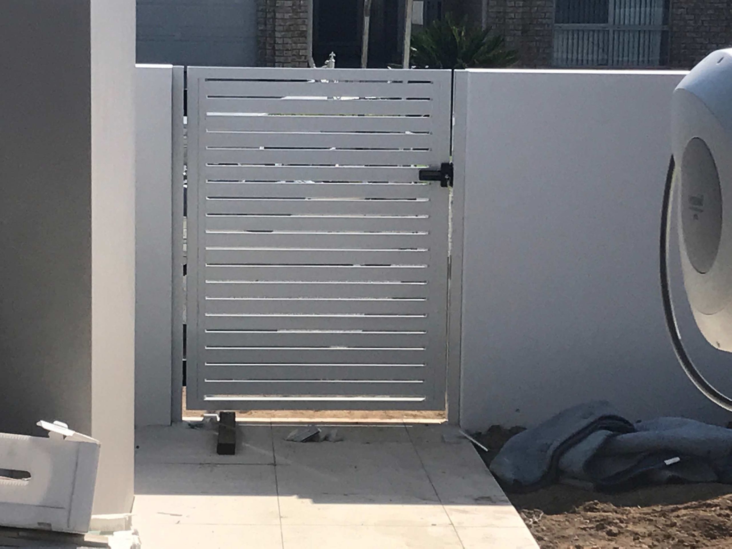 White Small Privacy Gate — Power Coating and Sandblasting Grafton, NSW